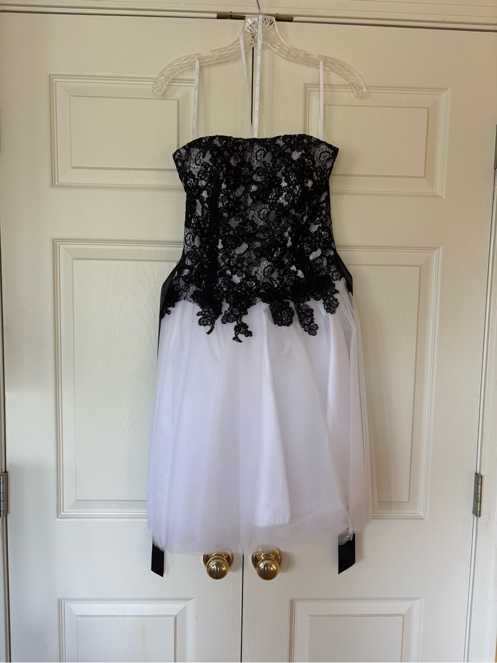 Strapless Black Lace & White Tulle Dress